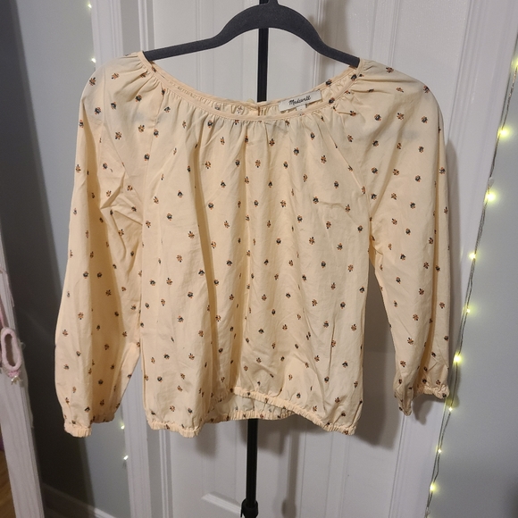 Madewell gathered sleeve 100% cotton peasant blouse raglan - Picture 2 of 5